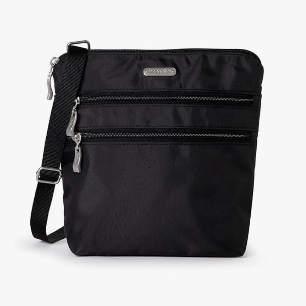 Baggallini Black Messenger Bag with Adjustable Strap and Minimalist Design